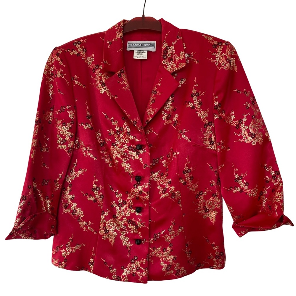 Jessica Howard Women’s Blazer, Size 8 Red, Black and Gold. NWOT